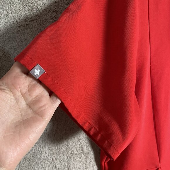 Figs Scrub Top Women's XXL Insiza Slim Mandarin Collar Top Classic Red - Picture 5 of 13